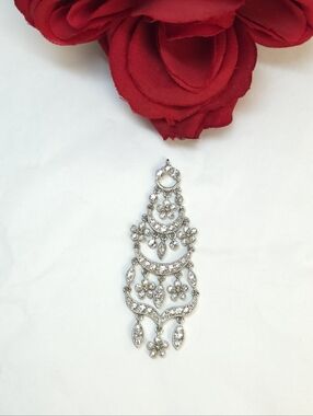 Vintage Monet Crystal Flower Silver Plated Chandelier Pendant or Charm Gift